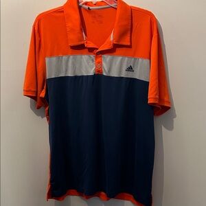 Adidas Men's Polo Shirt in Orange, Navy, and Gray